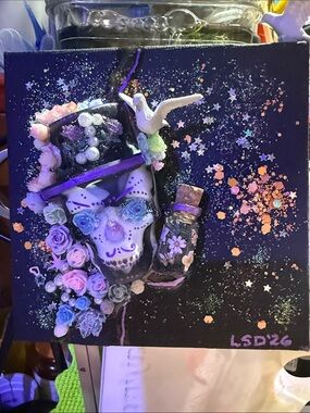 Handcrafted Purple Day of the Dead Skull Wall Art